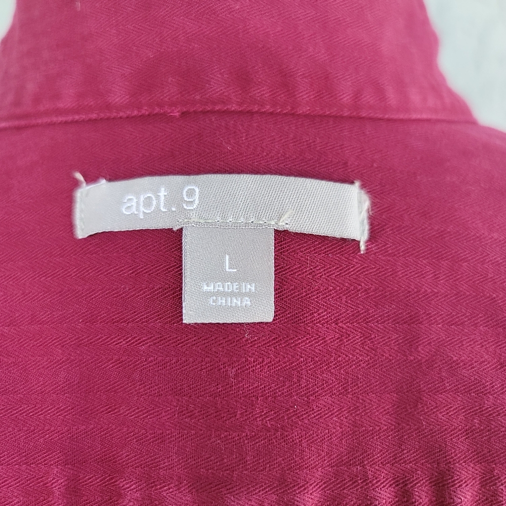 ❤️Red Burgundy Fall Jacket 100% Cotton Vintage Apt 9  sz Large Light Jacket EUC - Picture 6 of 12